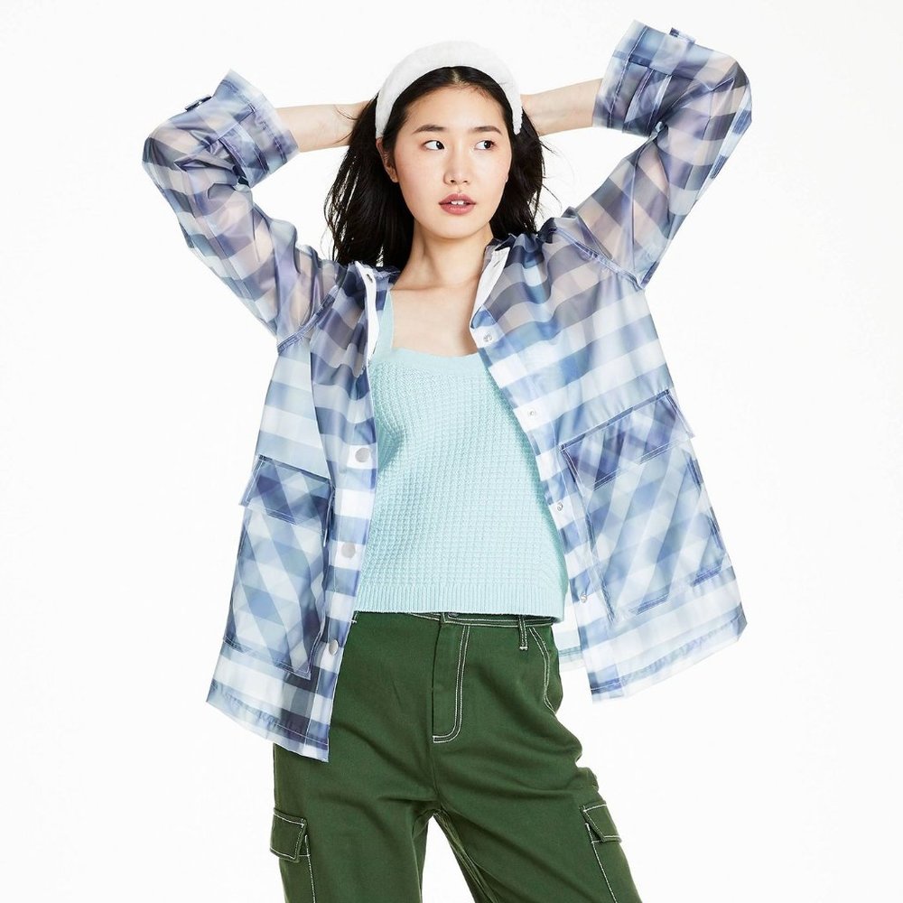 Sandy Liang x Target Gingham Check Translucent Hooded Raincoat - New with tag!